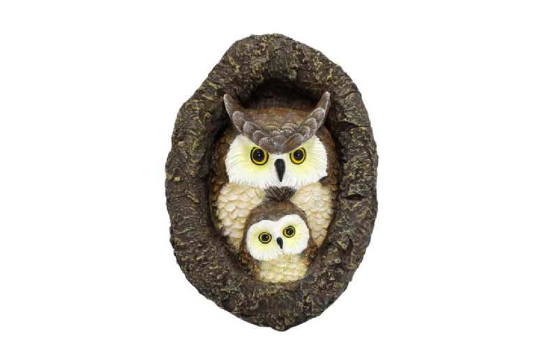 Mother and Child Owl Garden Ornament – Weather-Resistant Resin Outdoor Decor | Wowcher