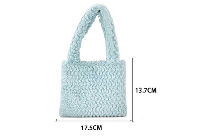 Unisex Blue Plush Handbag – Soft Faux Fur Tote, Lightweight & Versatile Mini Purse | Wowcher