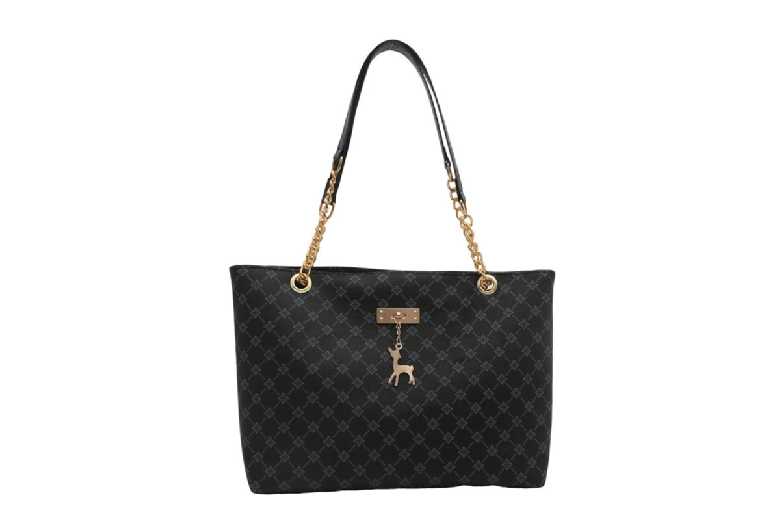 Unisex Brown Retro Chain Print Tote Bag – Lightweight Shoulder & Crossbody Handbag, Large Capacity, Classic Colours | Wowcher