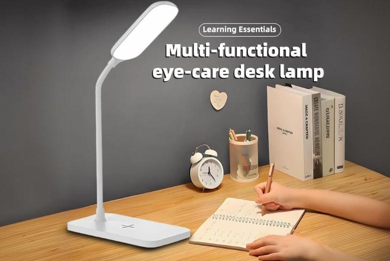 Wireless Charging Desk Lamp with Adjustable Brightness and Qi Compatibility | Wowcher