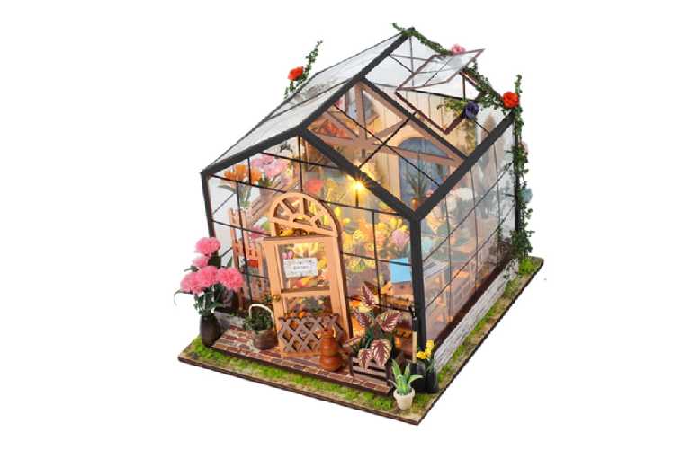 DIY Miniature Wooden Dollhouse Kit with LED Light – Creative STEM Building Set, Ages 8+, Imaginative Play | Wowcher