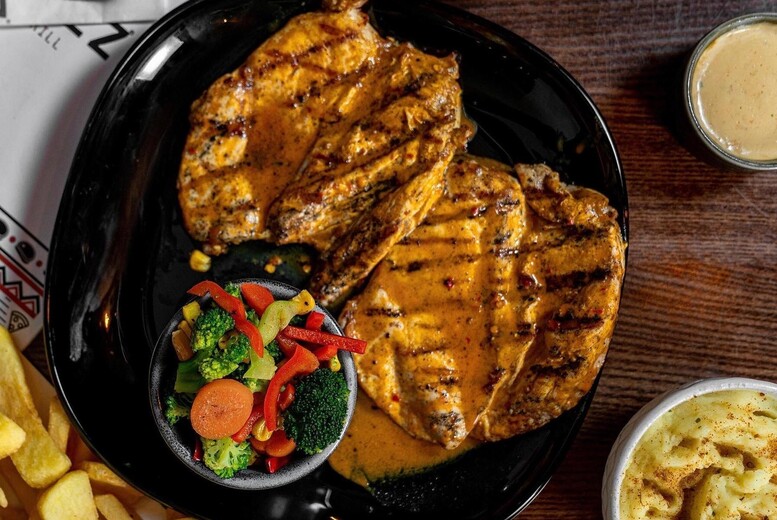 2 Course Meal with Drinks for 2 at Tribez Steak & Grill House- Bolton, Rochdale and Blackburn | Wowcher