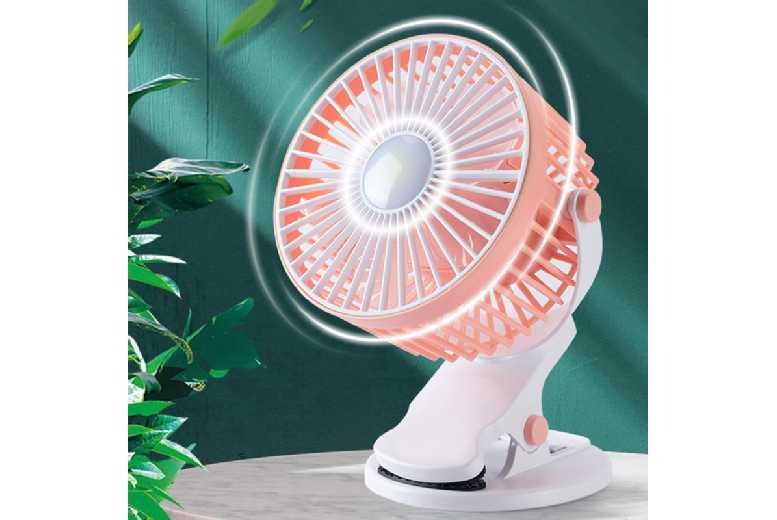Multi-Function USB Clip Fan with Brushless Motor & Night Light – 3-Speed, Portable, Quiet | Wowcher