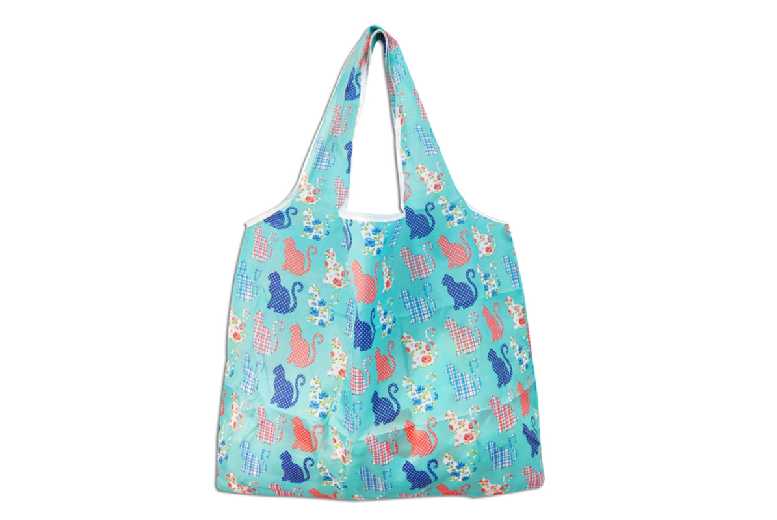 Unisex Black Large Foldable Floral Shopping Bag – Durable Fabric, Lightweight, Eco-Friendly, 46x40x26cm | Wowcher