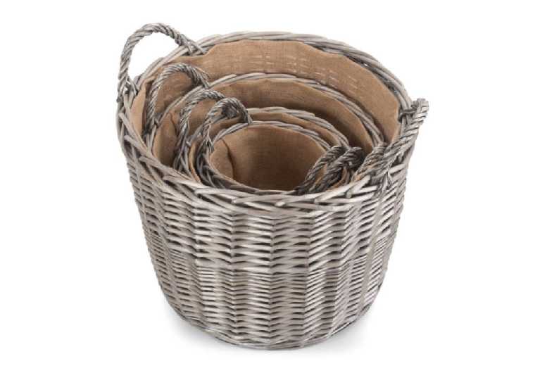 Antique Wicker Log Basket – Double-Wicker, Portable Firewood Storage | Wowcher