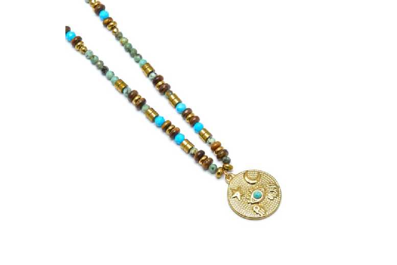 Luxenter Salki 18k Gold Boho Statement Necklace with Multicoloured Natural Stones – Adjustable Chain | Wowcher Luxenter Salki 18k Gold Boho Statement Necklace with Multicoloured Natural Stones – Adjustable Chain | Wowcher