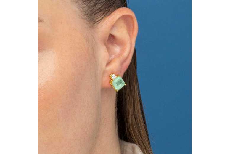 Ryox 925 Sterling Silver Green Quartz Drop Earrings with 18k Gold Finish – Hypoallergenic Statement Jewellery | Wowcher