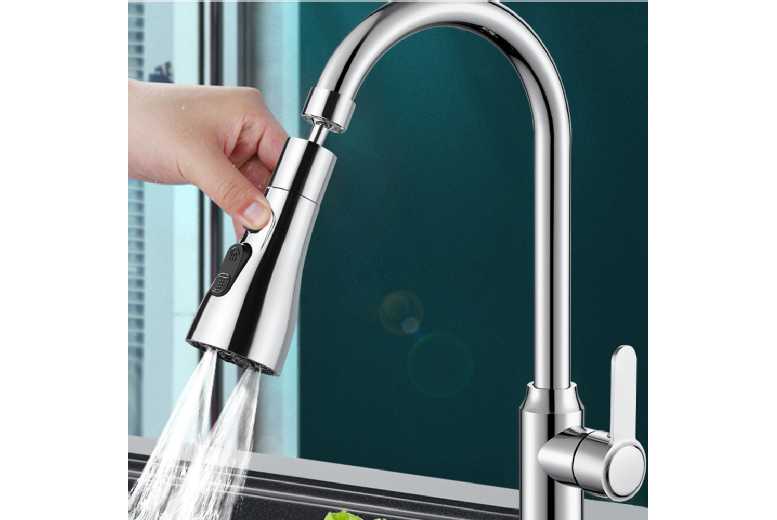 3 Modes Flexible Kitchen Faucet Sprayer – Water-Saving Nozzle, Stainless Steel & Plastic, Modern, 5×13cm | Wowcher