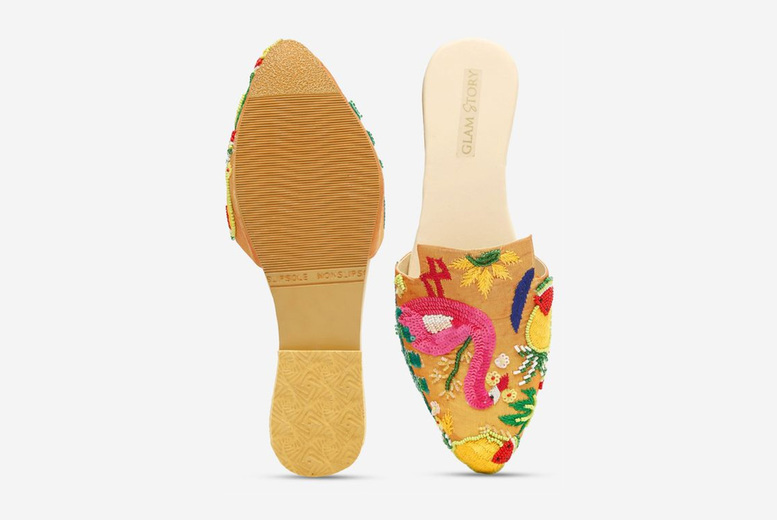 Black Women’s Embellished Knotted Mules – Handcrafted Slip-On Flats | Wowcher