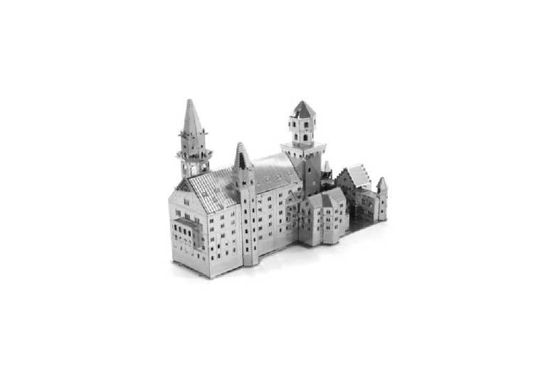 Neuschwanstein Castle 3D Metal Puzzle – Silver Gray, Architecture Game for Teens & Adults (14+), Compact Tabletop Model | Wowcher