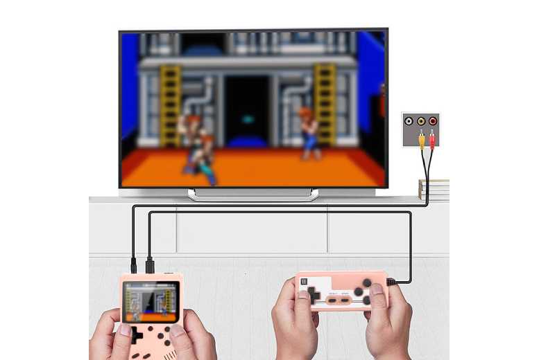 2-Player Retro Handheld Gaming Console – Built-in 500 Classic Games, Portable, TV Output | Wowcher