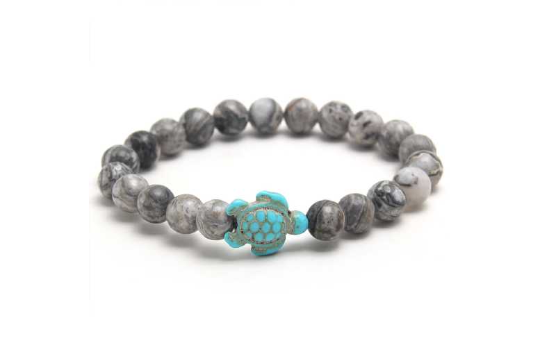 2Pcs Turquoise Turtle Charm Friendship Bracelets – Natural Stone, Adjustable Beaded Bangle, Boho Style | Wowcher