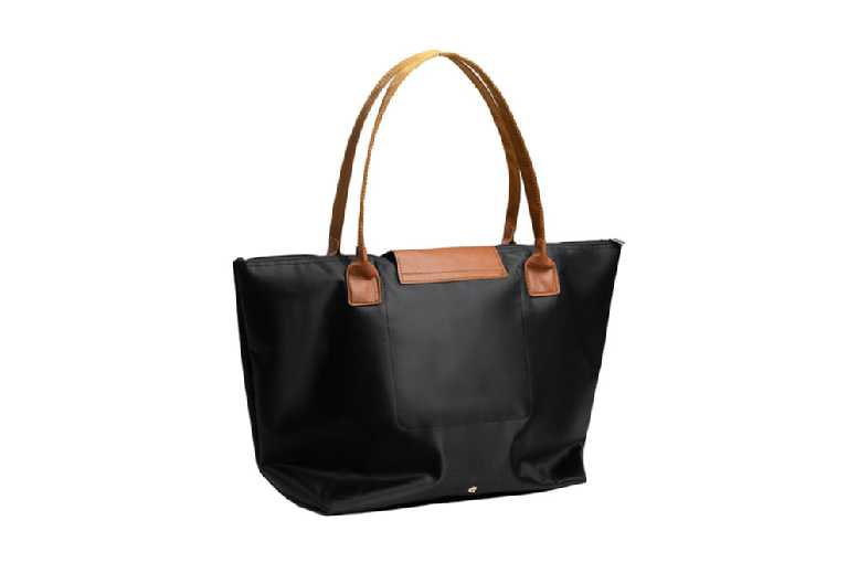 Black: Water Resistant Tote Bag for Women Zipper Shoulder Bag | Wowcher