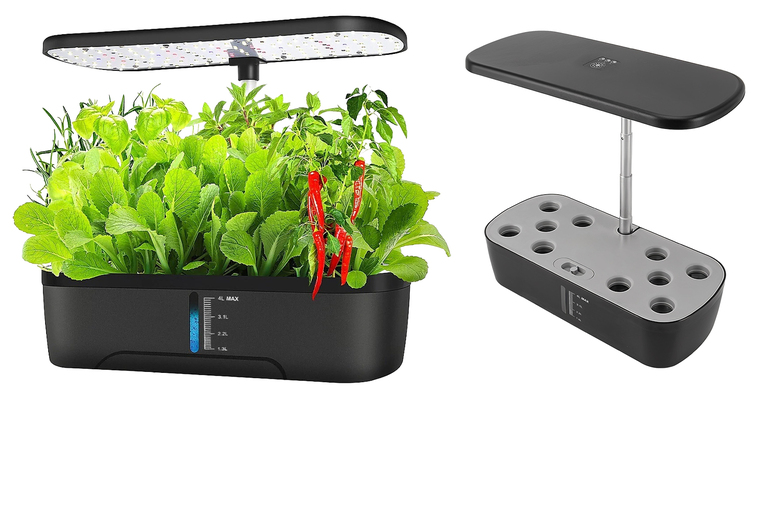10-Pod Hydroponic Indoor Garden Kit with LED Grow Light & Automatic Timer | Wowcher