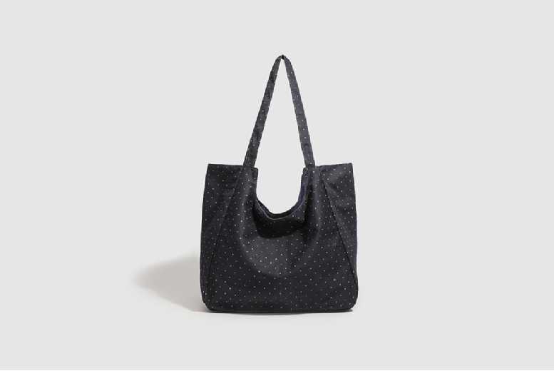 Black Women’s Canvas Shoulder Tote Bag – Spacious, Durable Everyday Handbag | Wowcher