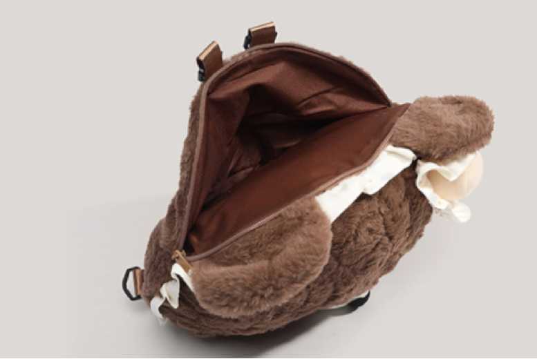 Heart-Shaped Brown Bear Plush Travel Backpack – Soft Short Plush, Lightweight, Everyday Bag | Wowcher