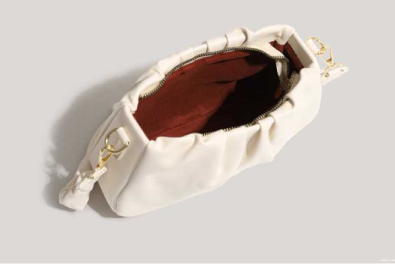 Unisex White Pleated Cloud Vegan Leather Underarm Bag – Contemporary Shoulder & Crossbody Purse | Wowcher