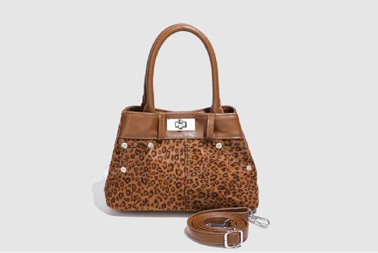 Black Leopard Print Crossbody Handbag – Small, Durable, Multi-Compartment Purse | Wowcher