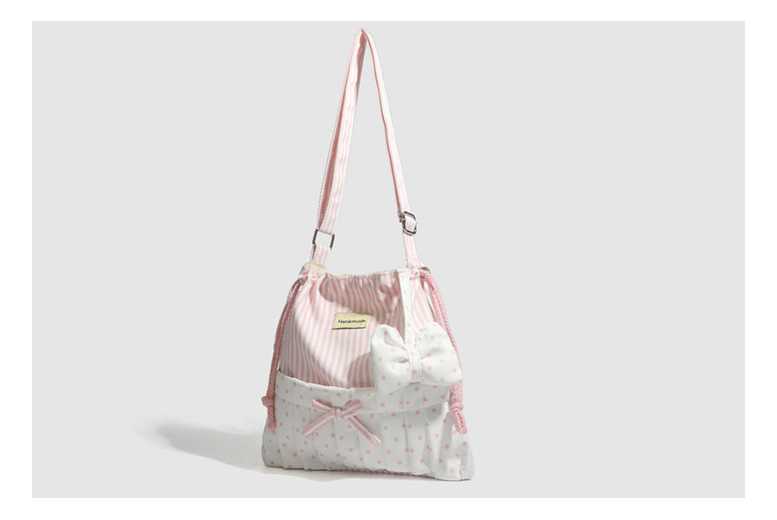 Unisex Black Pink Vegan Leather Bow Stripe Shoulder & Crossbody Bag – Lightweight Tote Purse | Wowcher