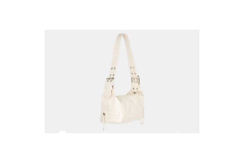 Unisex Black Retro Vegan Leather Motorcycle Underarm Shoulder Bag – Classic Rivet Purse | Wowcher