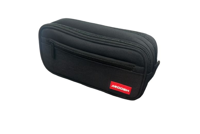 Premium Quad Pocket Polyester Pencil Case – Large Capacity, Multi-Compartment, 23.5cm, Unisex, Black/Purple/Grey/Blue | Wowcher