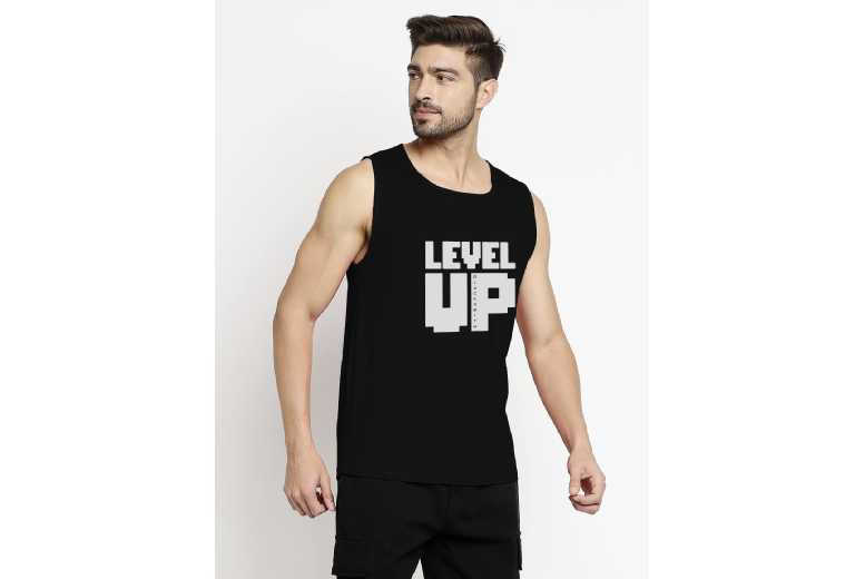 Level Up Sleeveless Sando – Men’s Breathable Gym Tank Top, Streetwear, Cut Sleeve | Wowcher