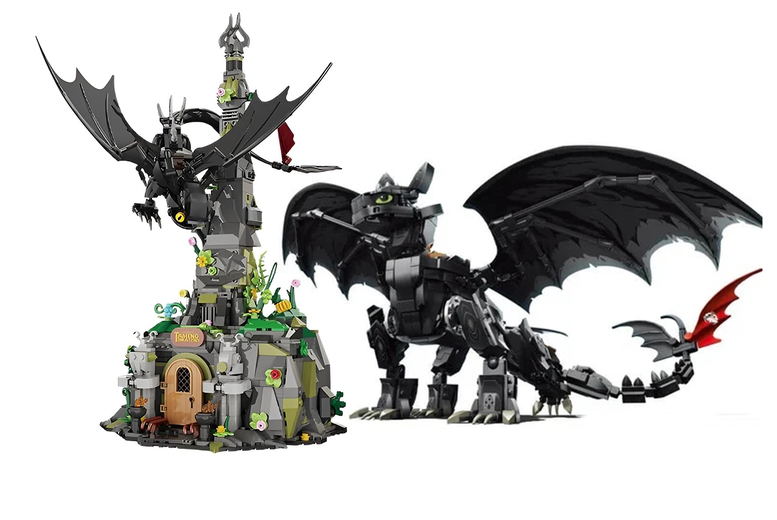 Night Shadow Dragon Taming Master with City Puzzle Building Blocks Set | Wowcher
