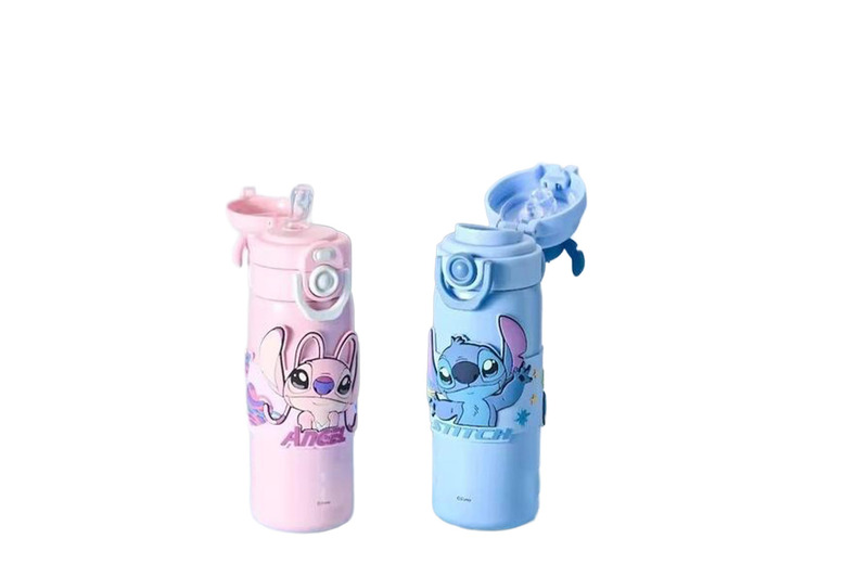 Disney Stitch 500ml Stainless Steel Insulated Thermos Cup with Straw – Pink or Blue | Wowcher