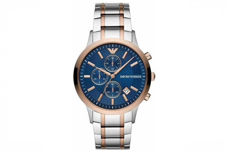 PRICE DROP! Emporio Armani AR80025 Men's Stainless Steel Chronograph Men's Watch + 1-Year Warranty Included | Wowcher