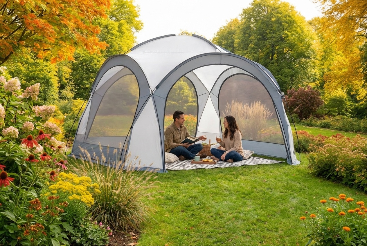Garden Gear Weather-Resistant Event Dome Gazebo - Spacious 12ft Outdoor Shelter with Mesh & Sunshade Walls | Wowcher