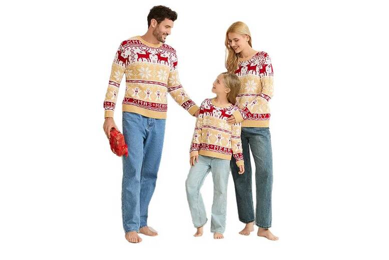 Unisex Black Cosy Family Christmas Sweaters with Reindeer and Snowflake Patterns | Wowcher