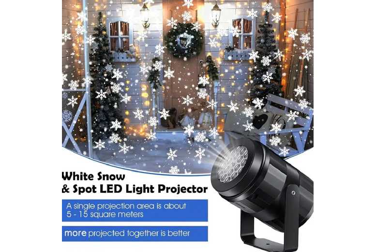 Christmas LED Snowflake Projector Light – Indoor Festive Snow Lamp | Wowcher