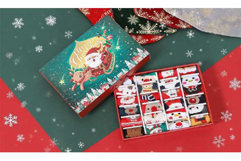 Unisex Christmas Socks Advent Calendar – 12 Pairs, Festive Countdown Gift | Wowcher