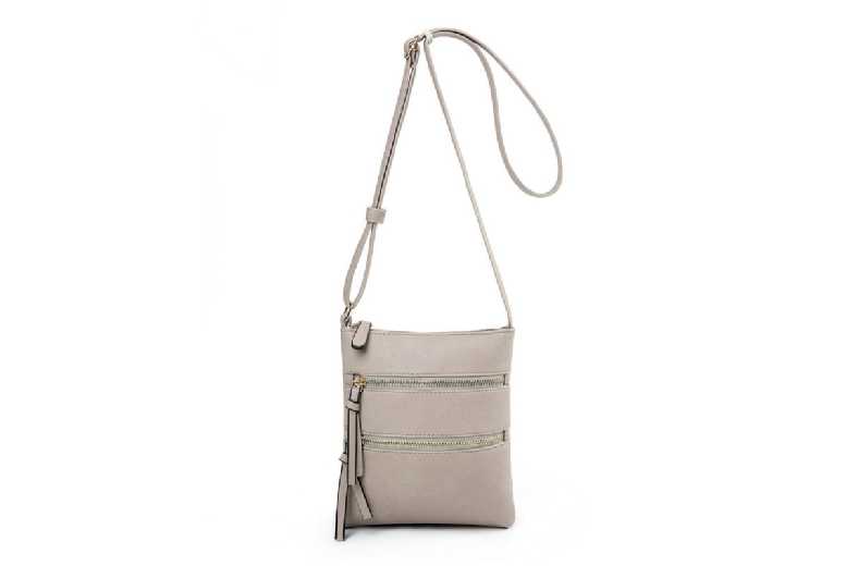 Light Gray: Crossbody Purse Bag Multi Pocket Zipper Purse for Women Gift | Wowcher