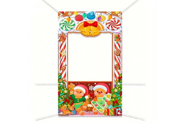 Merry Christmas Door Banner Set – Festive Gingerbread Porch Sign, Reusable Polyester, Large Outdoor Decoration | Wowcher