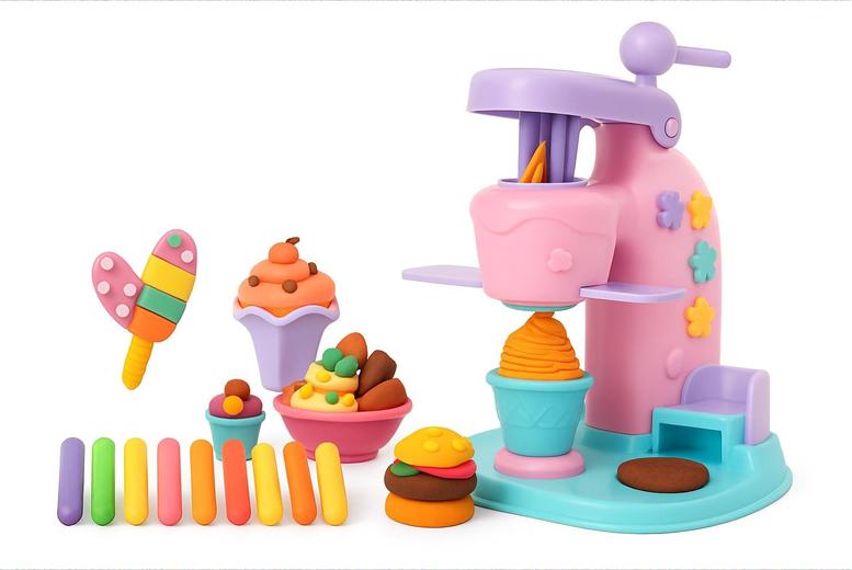 DIY Rubber Clay Ice Cream Toy Set with Accessories and Molds for Kids | Wowcher