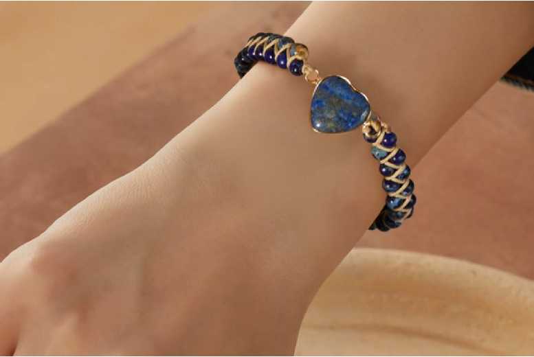 Handmade Natural Stone Beaded Adjustable Bracelet – Boho Woven Bangle, 16-26cm | Wowcher