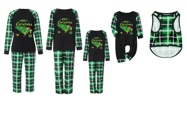 Unisex Black Festive Christmas Cartoon Family Matching Pyjamas | Wowcher