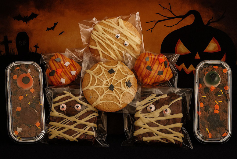 Spooky Halloween Baked Goods Treat Box w/ Brownies, Cookies & Fudge – The Cupcake Florist | Wowcher