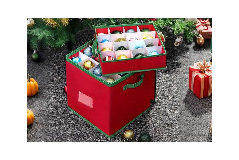 4-Tier Christmas Ornament Storage Box with Lid – 64 Compartment, Collapsible & Durable | Wowcher 4-Tier Christmas Ornament Storage Box with Lid – 64 Compartment, Collapsible & Durable | Wowcher