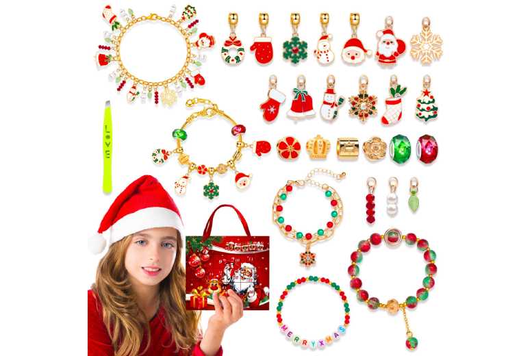 Kids DIY Beaded Bracelet Advent Calendar – 24 Surprises, Christmas Craft Kit | Wowcher