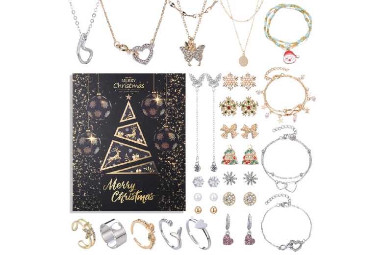 Christmas Jewelry Advent Calendar Gift Box – 24 Surprise Accessories for Women & Teens | Wowcher