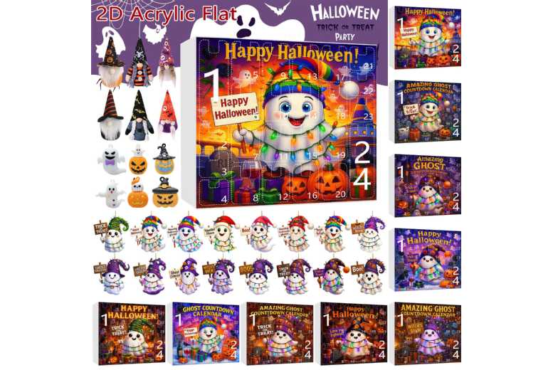 Halloween Ghost Pumpkin Advent Calendar Ornaments – Eco-Friendly 2D Collectible Set for Kids & Families | Wowcher