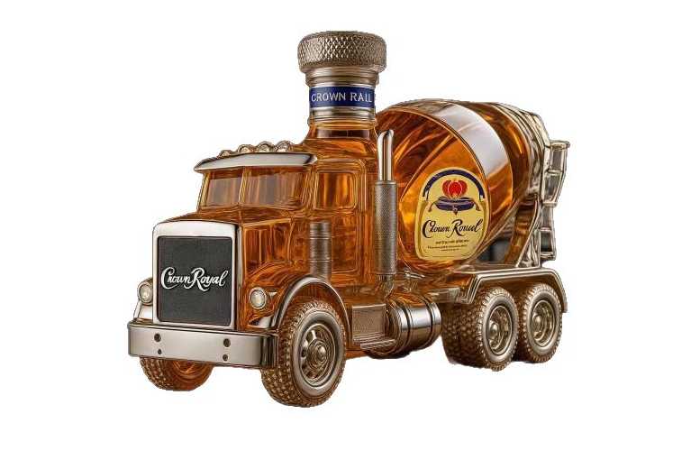 Handcrafted Glass Mixer Truck Decorative Whiskey Bottle – Collectible Home Barware, 320ml | Wowcher