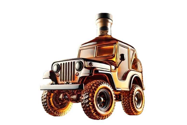 PRICE DROP! Jeep Glass Decorative Whiskey Bottle – Borosilicate Car-Shaped Home Bar Ornament, 300ml | Wowcher