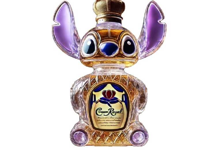 PRICE DROP! Funny Stitch Glass Whiskey Cat Bottle - Decorative Home Decanter, 320ml, Airtight, Whimsical Design | Wowcher