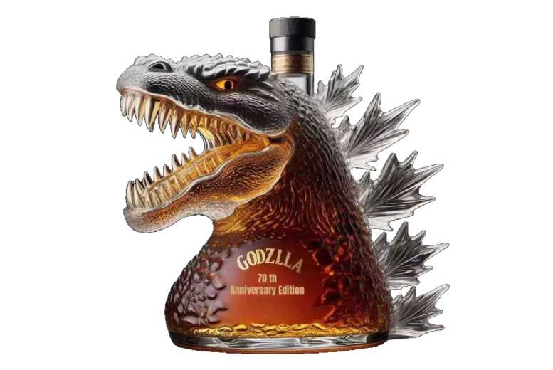 Godzilla Collectible Glass Whiskey Bottle – Decorative Home Bar Ornament, 300ml, Hand-Blown Borosilicate | Wowcher