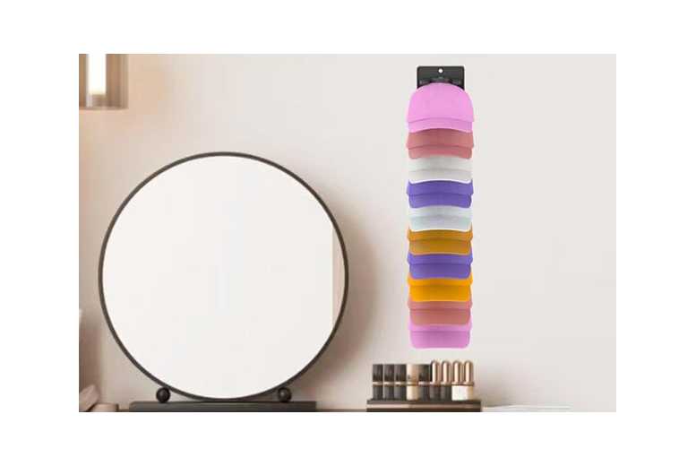 Plastic Wall Mount Closet Hat Organizer Rack with Spring Clips – Space-Saving, 10 Hat Capacity | Wowcher