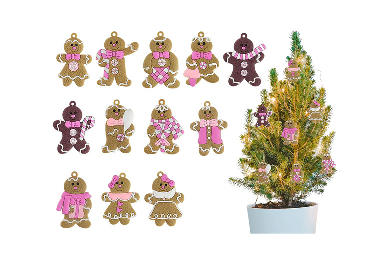 12Pcs Gingerbread Man Christmas Tree Hanging Ornaments – Shatterproof PVC Festive Baubles, 3-Inch Cookie Style | Wowcher