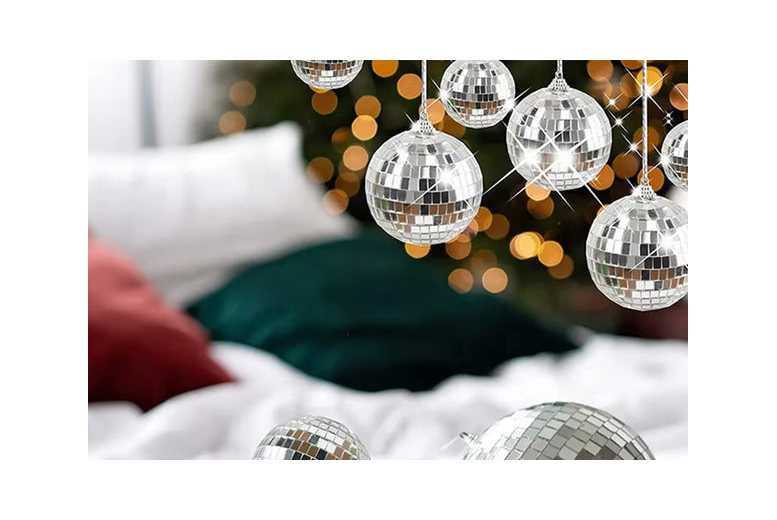 20Pcs Christmas Mirror Disco Ball Baubles – Modern Silver Hanging Ornaments, Multi-Size Set | Wowcher